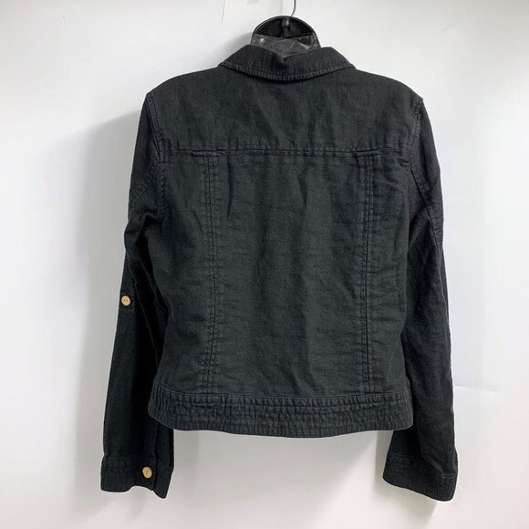 Sigrid Olsen Women's Linen Blend Button Long Sleeve Denim Jacket Size 10 - Picture 2 of 12